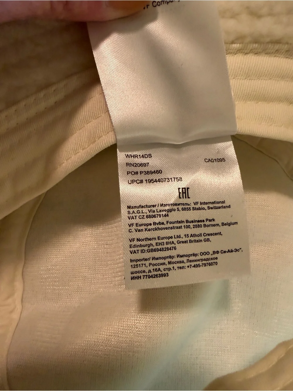 Dickies Red Chute sherpa fleece bucket hat in a warm cream/ecru color. Soft fuzz